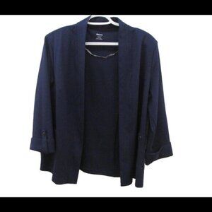 Alia Petite Womens Blazer Size Petite Medium Navy Blue Open Front Shoulder Pads​
